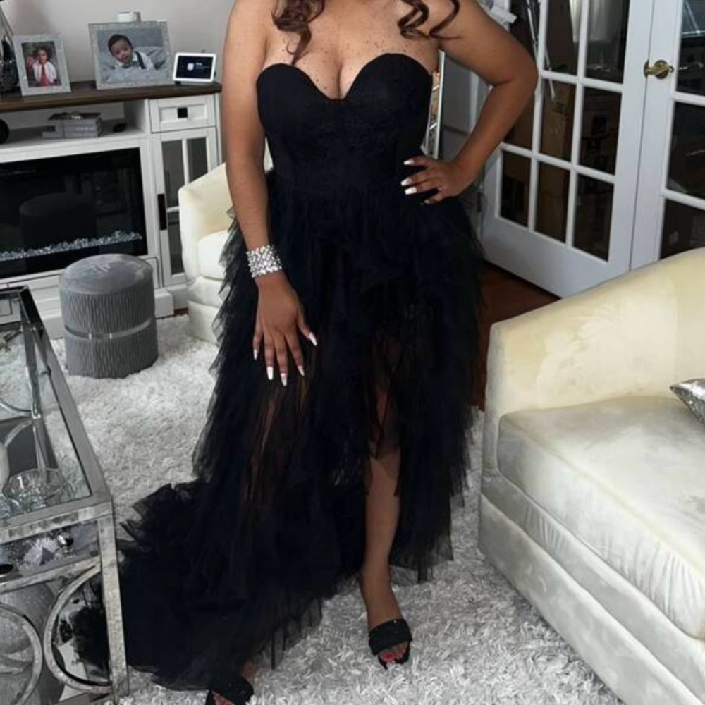 Luxe Strapless Lace Party Holiday Evening Formal Wedding Party - Picture 15 of 15